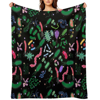 Microbiologist Pattern Microbes, Virus, Bacteria-microbiology Quick-dry Throw Blanket