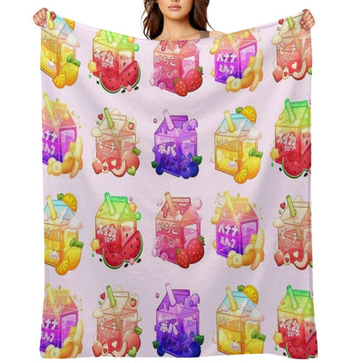 Aesthetic Fruit Carton Collection Velvety-soft Throw Blanket