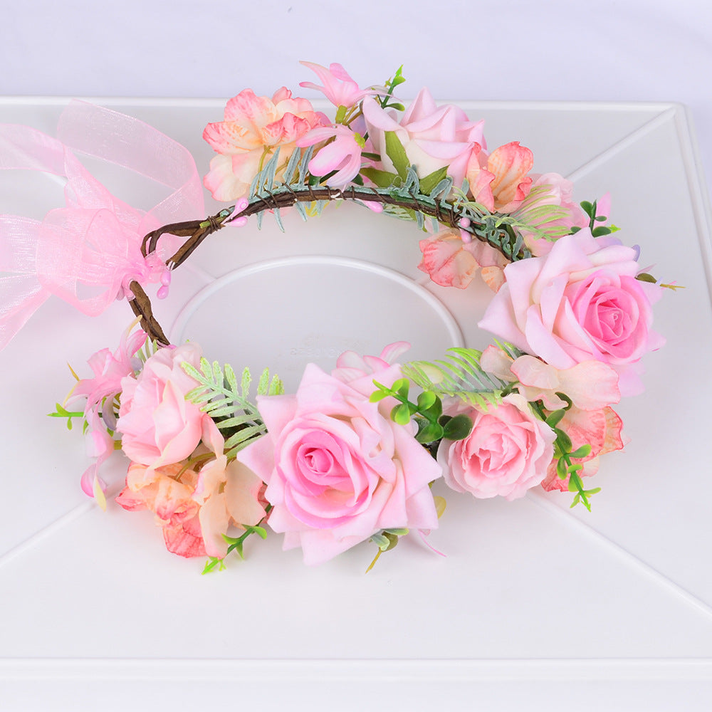 Korean garland headdress fresh corolla walk show dance headdress holiday pastoral props handmade hairpin