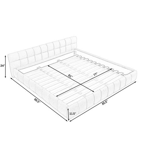 King size Upholstered Bed Frame with Thick Fabric, Chenille Fabric Grounded Queen Size Platform Bed with Headboard and Solid Frame. No Box Spring Needed-Dark Gray(88.5''*85.5''*24'')