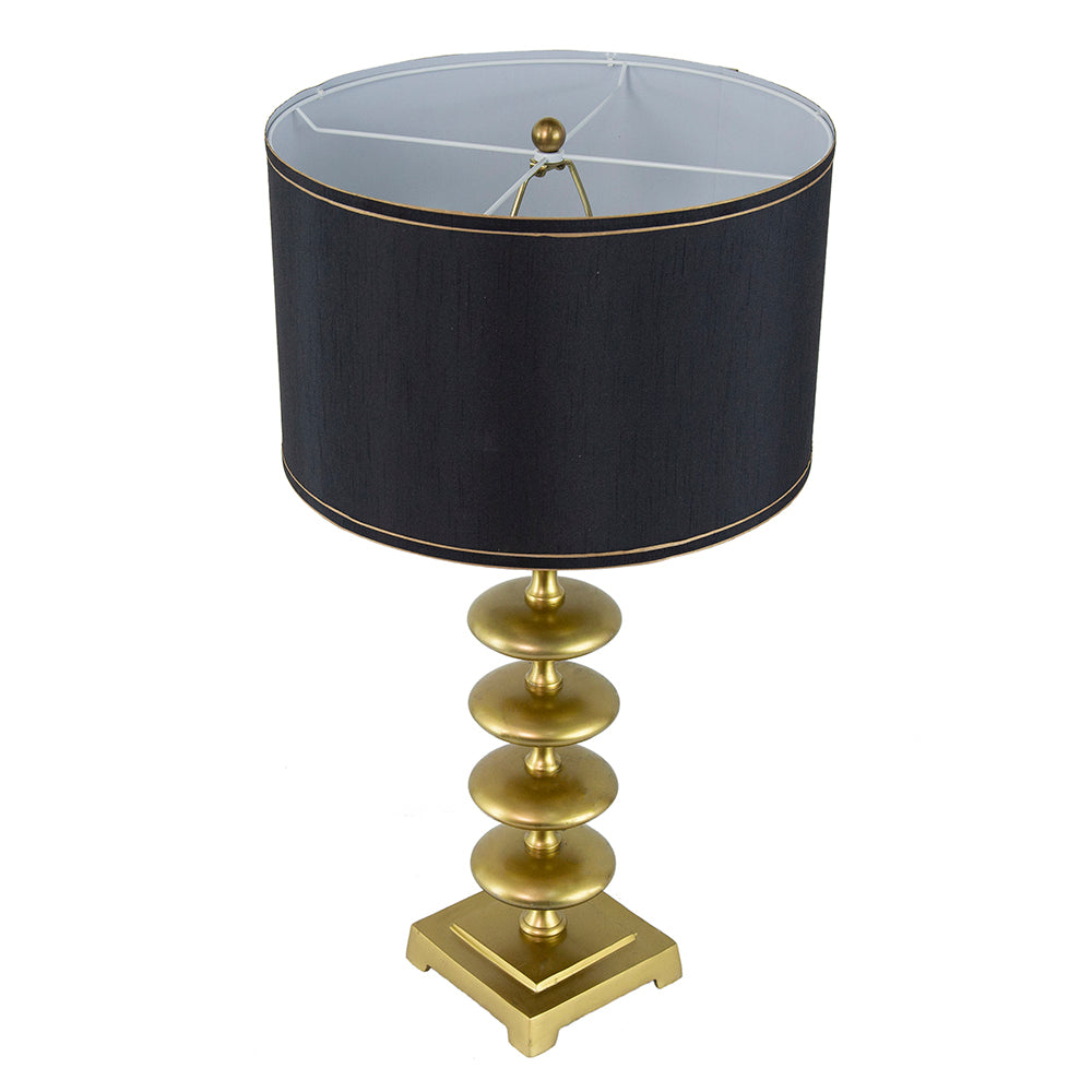 16x16x29.8' Gold and Black Table Lamp with Contemporary Disc Design