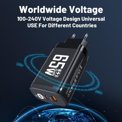 Computer laptop adapter GaN GaN PD65W fast charging head QC3.0 charger