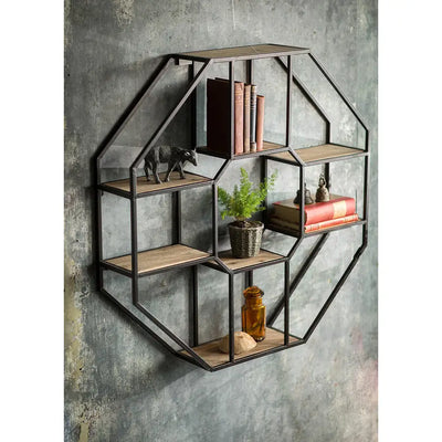 Iron and Wood Hexagonal Shelf