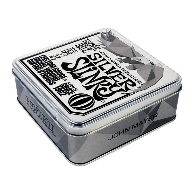 Ernie Ball John Mayer Silver Slinky Nickel Wound Electric Guitar Strings 3-Pack Tin - 10.5-47 Gauge