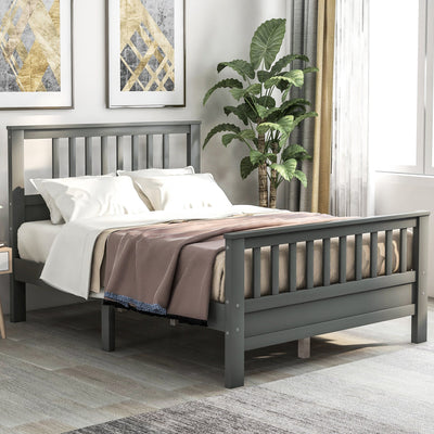 Wood Platform Bed with Headboard and Footboard Full (Gray)