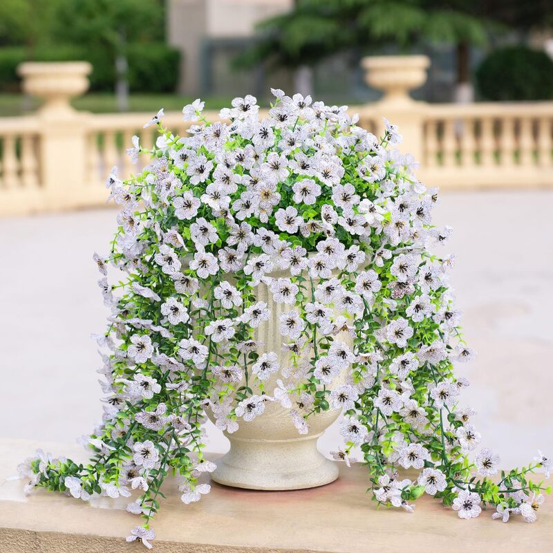 Purple hanging artificial flowers, vines for wedding arch, home, garden, party, autumn decor, fake eucalyptus, plant decor, 2 pc