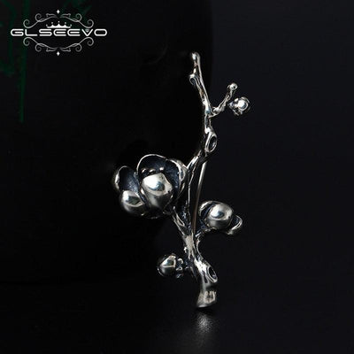 GLSEEVO Vintage Magnolia Brooches For Women Gift 925 Sterling Silver Luxury Brooch Broche Plata De Ley 925 Fine Jewellery