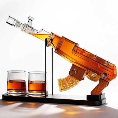 Gifts for Men Dad, Guns Whiskey Decanter Set for Men - Gun Decanter, Detachable Magazine & 2 Bullet Shot Glasses, Liquor Dispenser for Bar, Cool Anniversary Birthday Military Present Ideas