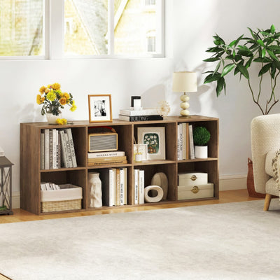 8-Cube Bookcase Bookshelf with 2 Anti-Tipping Kits Storage Organizer-Natural
