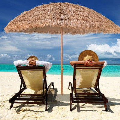 8 Feet Patio Thatched Tiki Umbrella Hawaiian Hula Beach Umbrella