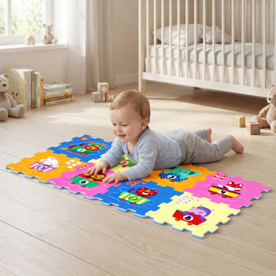 8-Piece Interlocking Baby Floor Puzzle Tiles with Educational Numbers