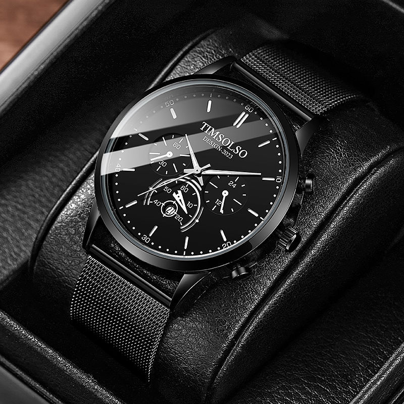 New Fashion Luminous Mens Watches Luxury Sport Quartz Mesh Strap Elegant Waterproof Wristwatch For Men