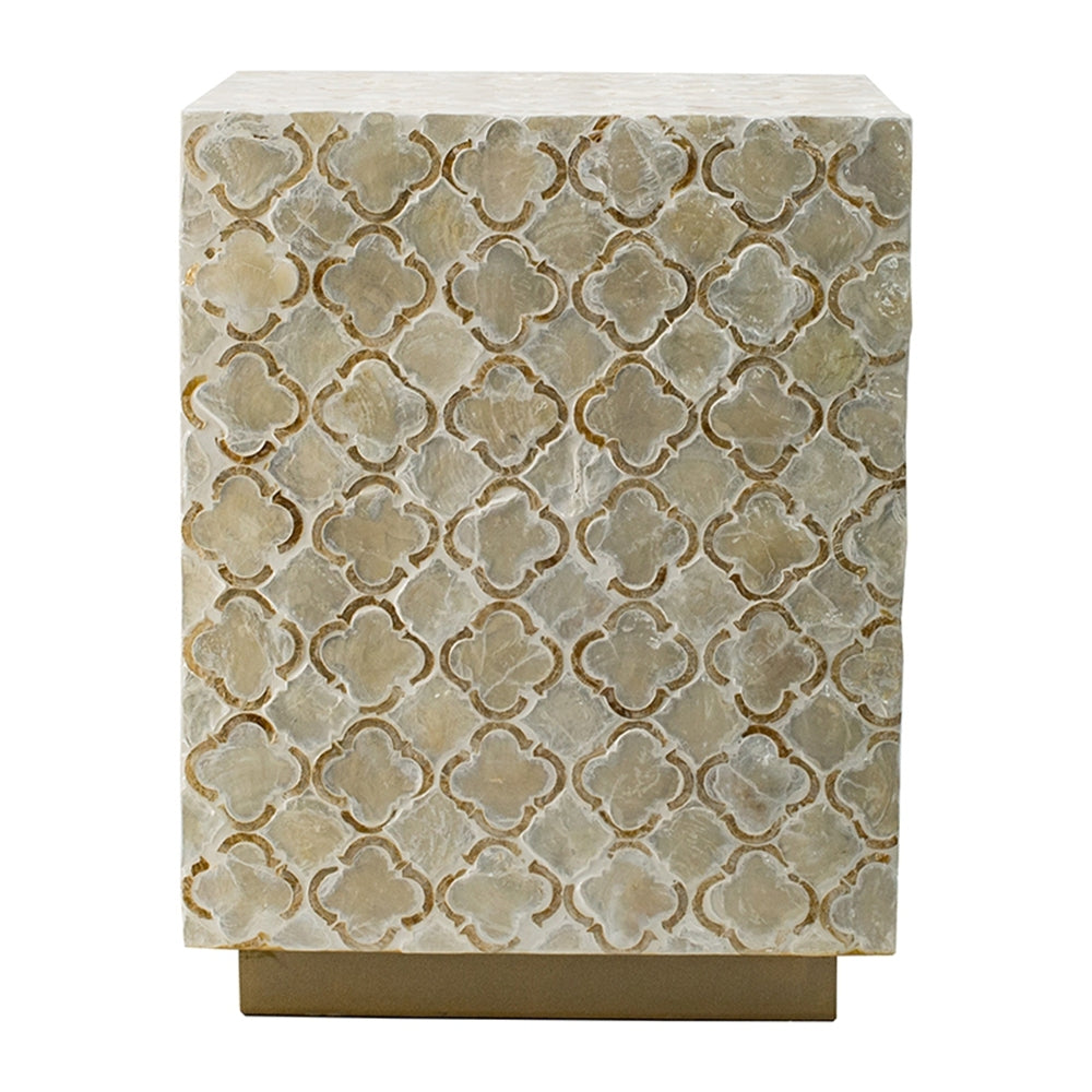 14x14x18' Square Capiz Stool, Cream