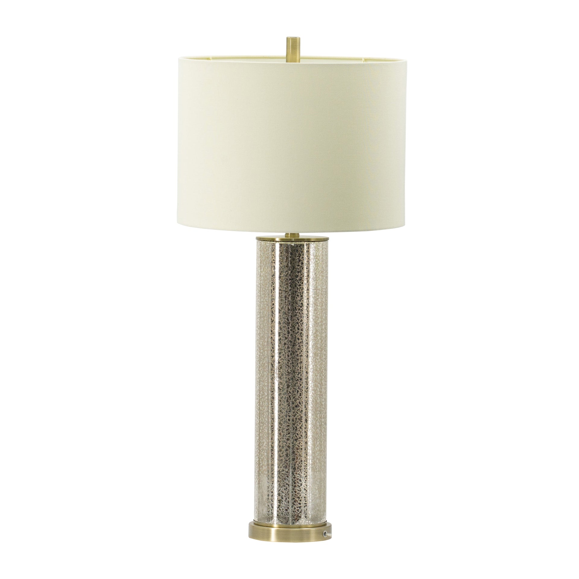 16x16x35' Gold Mirrored Glass Table Lamp with White Fabric Shade