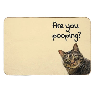 Are You Pooping - Funny Cat Meme for Bathroom Or Restroom Decoration Toxin-Free Bath Mat
