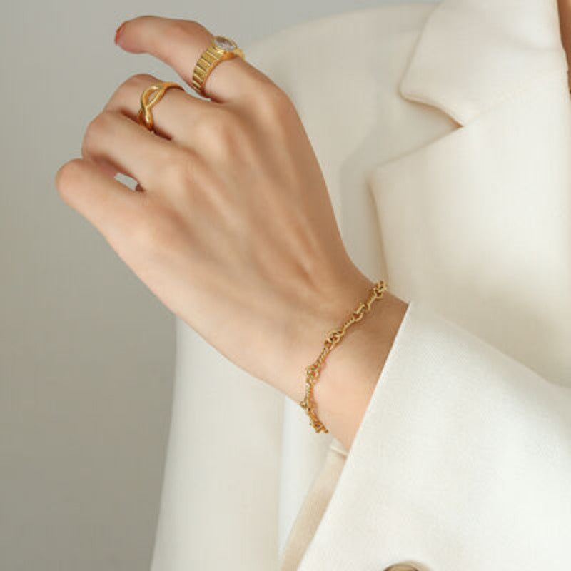 Gold Rope Link Chain Bracelet
