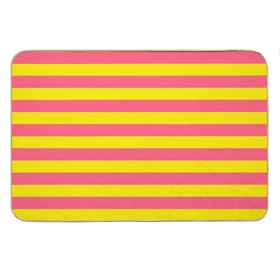 Yellow Pink Stripes Bath Mat