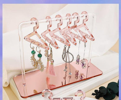 8PCS Hanger Transparent Acrylic Jewelry Creative Display Rack Earring Jewelry Storage Pendants Storage Ornaments Dangle Earring Hanging Organizer Mini Earring Necklace Hanger Jewelry Organizer