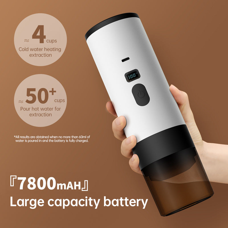 Portable Wireless 3-in-1 Espresso Maker, 7800mAh, Car/Home/Camping, Ground/Capsule Coffee.