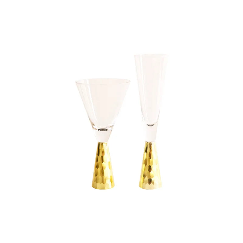 High-end Glass Wine Glasses Golden Wine Glasses Family Party Champagne Glasses Bar Whiskey Cocktail Glasses Martini Glasses