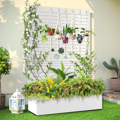 Trellis for Climbing Plants Outdoor,Mental Garden Bed with Drainage Holes Outdoor Privacy Screen Design Tall planters for herb Flower Vegetables 73