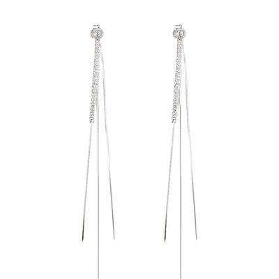 925 Sterling Silver Dangle Chain Tassel Earrings