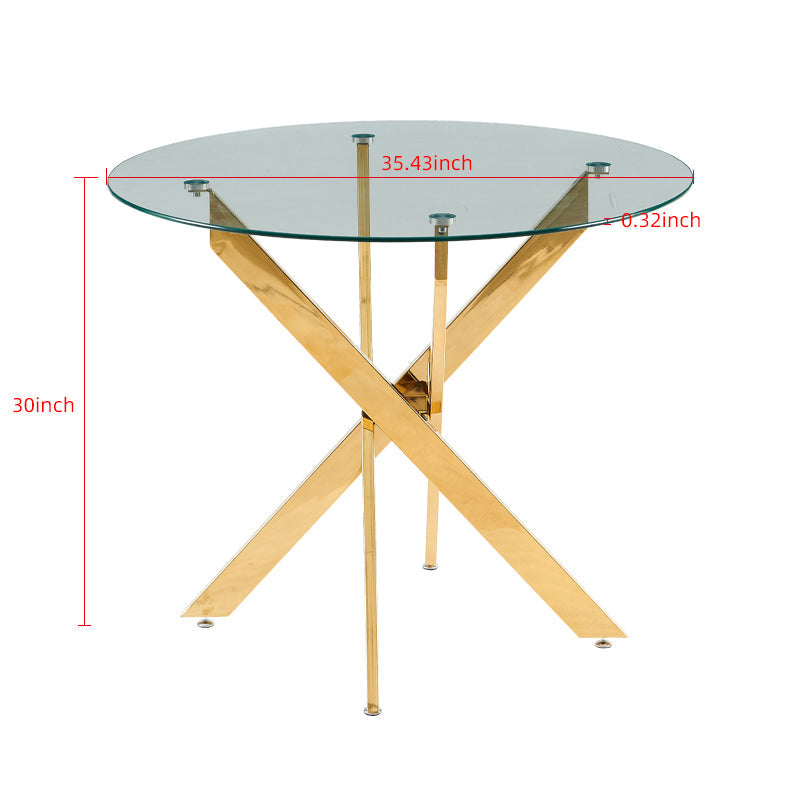 1+2,3pieces dining set, Table metal leg Mid-century Dining Table for 4-6 people With Glass Table Top, Pedestal Dining Table, End Table Leisure Coffee Table