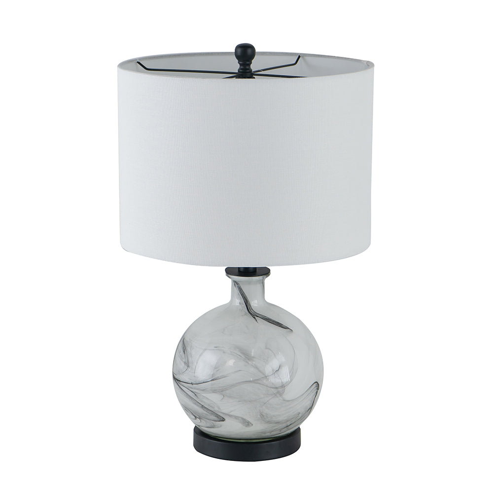 14x14x23' White And Grey Glass Table Lamp