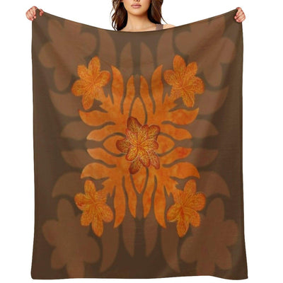 Hawaiian Quilt Series Plumeria Throw Blanket