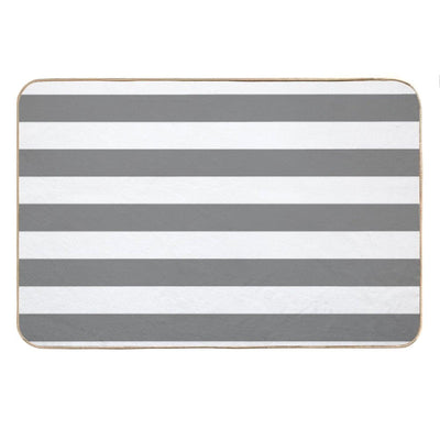 GRAY AND WHITE STRIPES Bath Mat