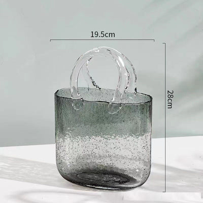 Nordic net red bag, glass vase, portable blue primary color decoration, creative light luxury living room water culture flower arrangement decoration