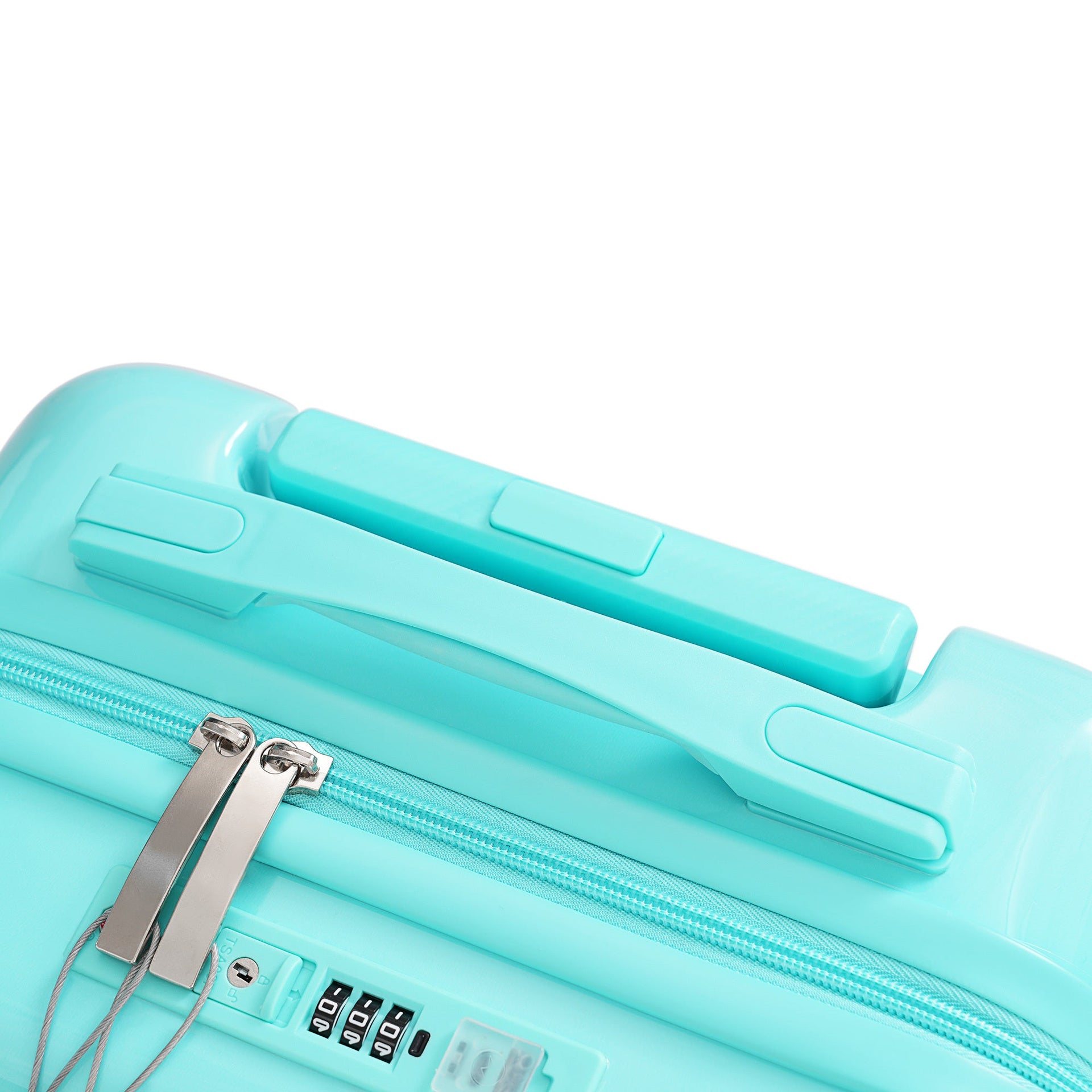Luggage Set of 3, 20, 24, 28inch with USB Port, 20, 24inch with front opening design Airline Certified Carry on Luggage with Cup Holder, ABS+PC Hard Shell Luggage with Spinner Wheels, light blue
