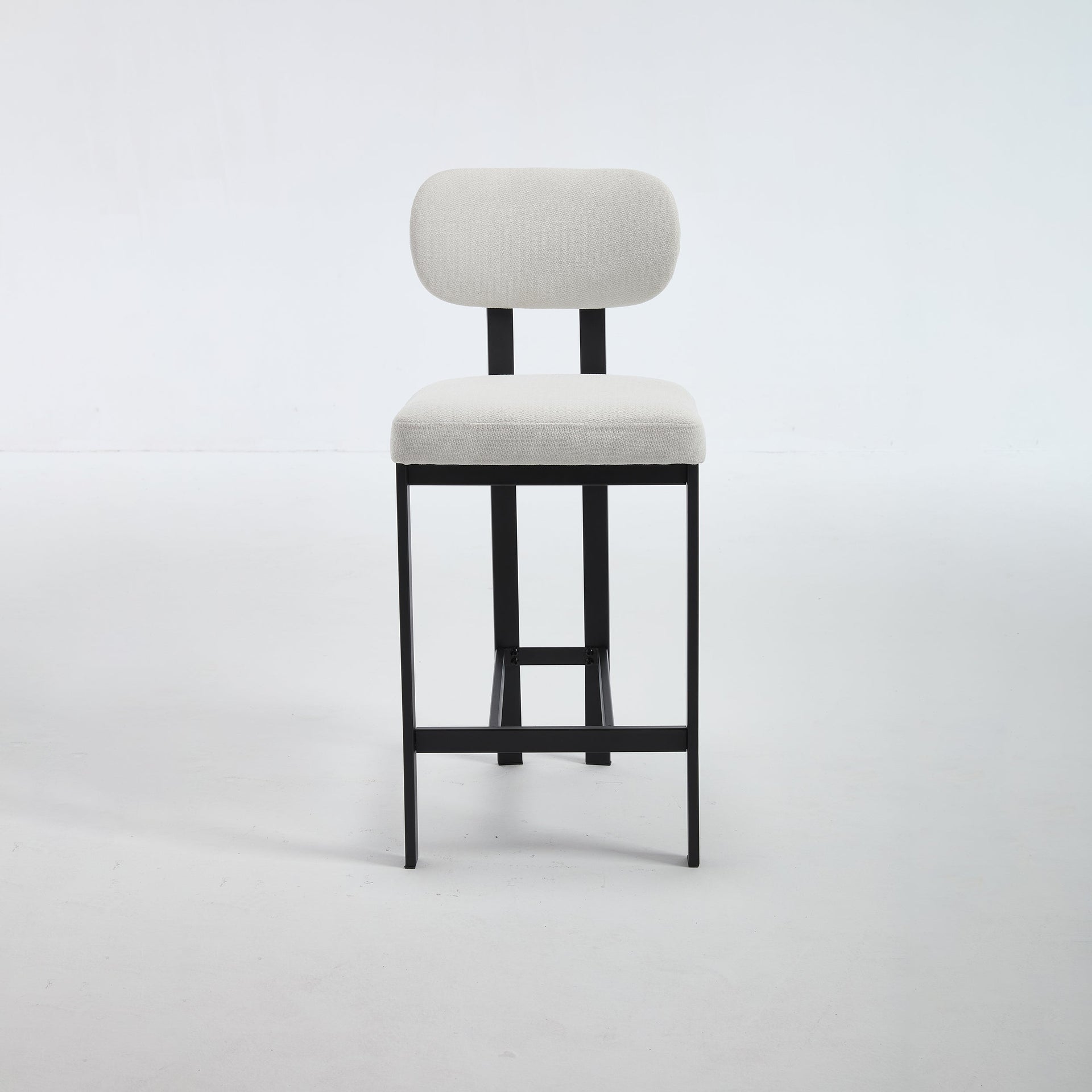 Bar Stools Set of 2, 26 inch Modern Upholstered Fabric Counter Height Barstools, Kitchen Island Chairs with Black Metal Legs for Dining Room/Kitchen Island/Bar