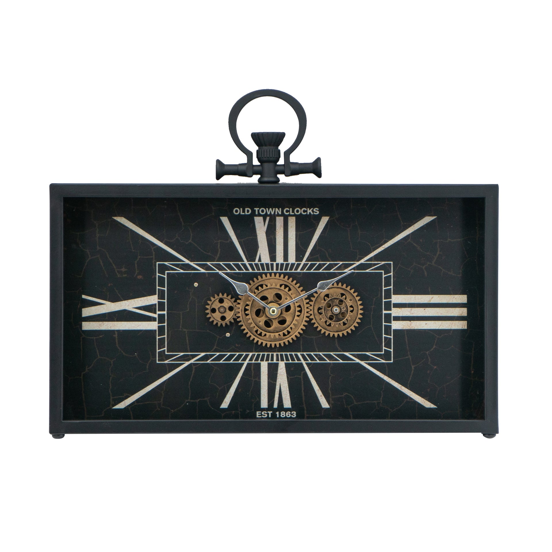 17.5x3x13' Decorative Black and Gold Gear Table Clock