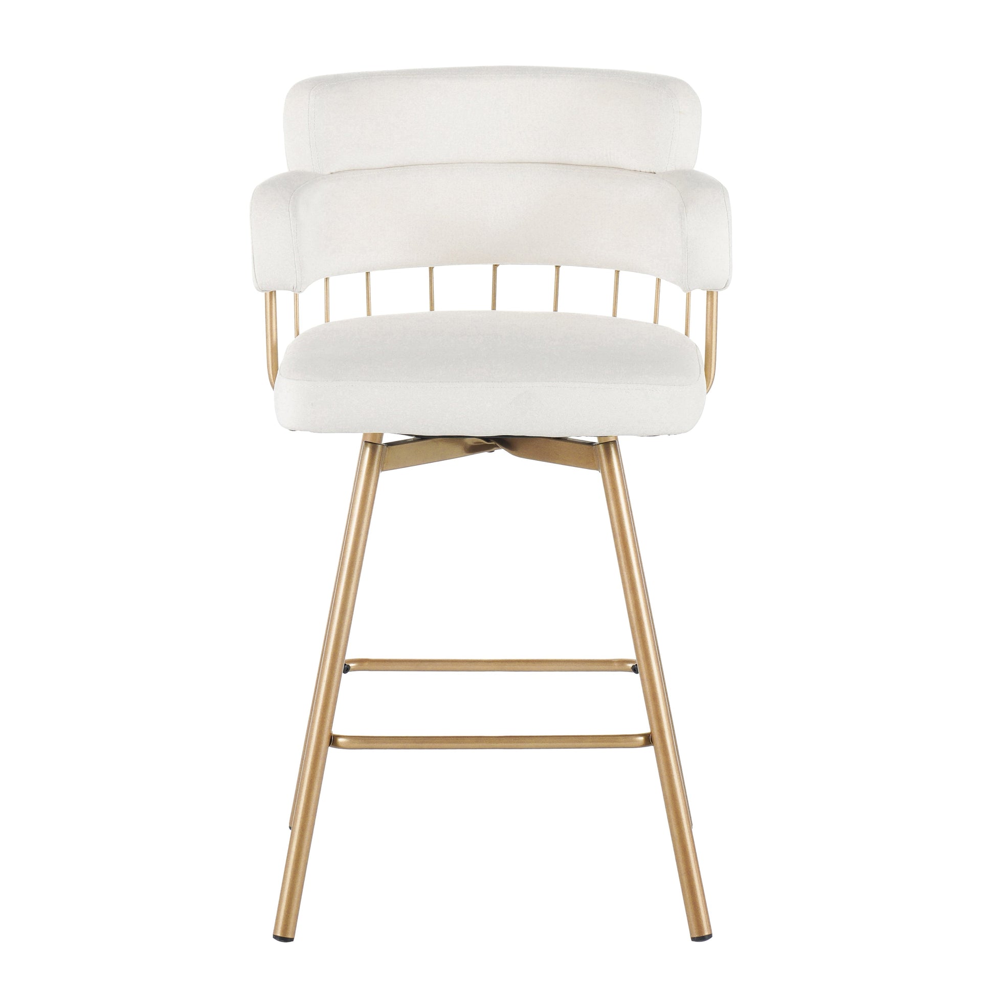 26' Counter Height Bar Stools Set of 2, 180° Swivel Upholstered Barstools with Backs and Metal Legs, Bar Stools for Kitchen Island, Cafe, Pub,