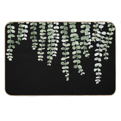 Eucalyptus Watercolor Black Bath Mat