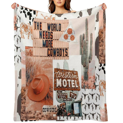 Western, Cowgirl Collage Art Pinterest, Yeehaw Collage Throw Blanket