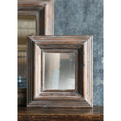 Washed Grey Square Frame Mirror - Small