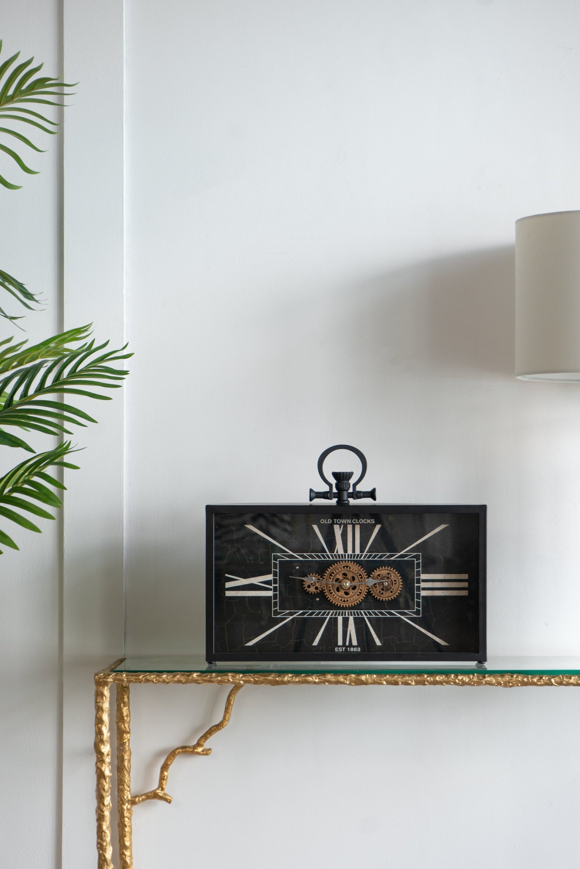 17.5x3x13' Decorative Black and Gold Gear Table Clock