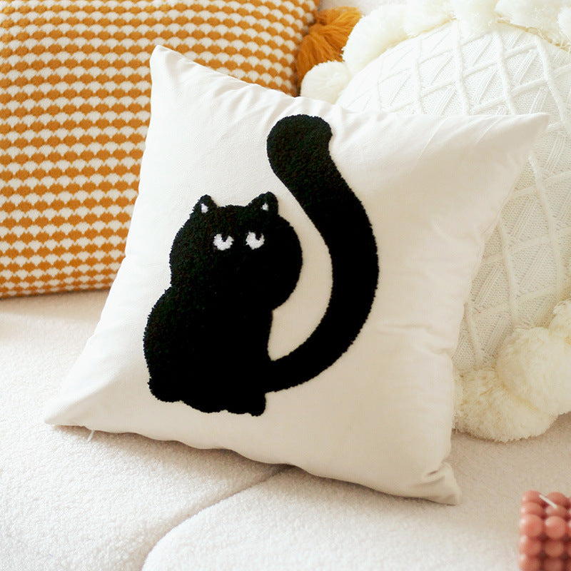 Original Design Modern Minimalist Cat Embroidered Cushion