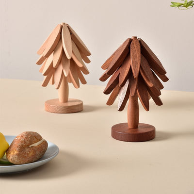 Wooden Creative Walnut Tree Solid Wood Insulation Mat Christmas Tree Insulation Table Mat Household Cup Mat Sand Pot Mat