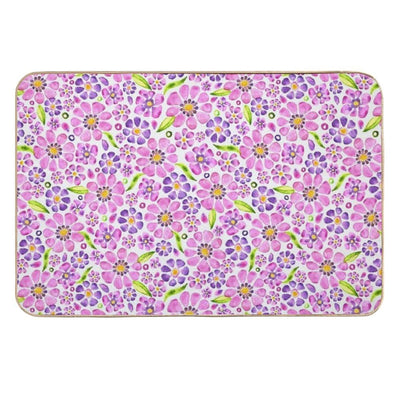 Gerbera Daisy Watercolor- Pink Purple Dirt-Trapping Bath Mat