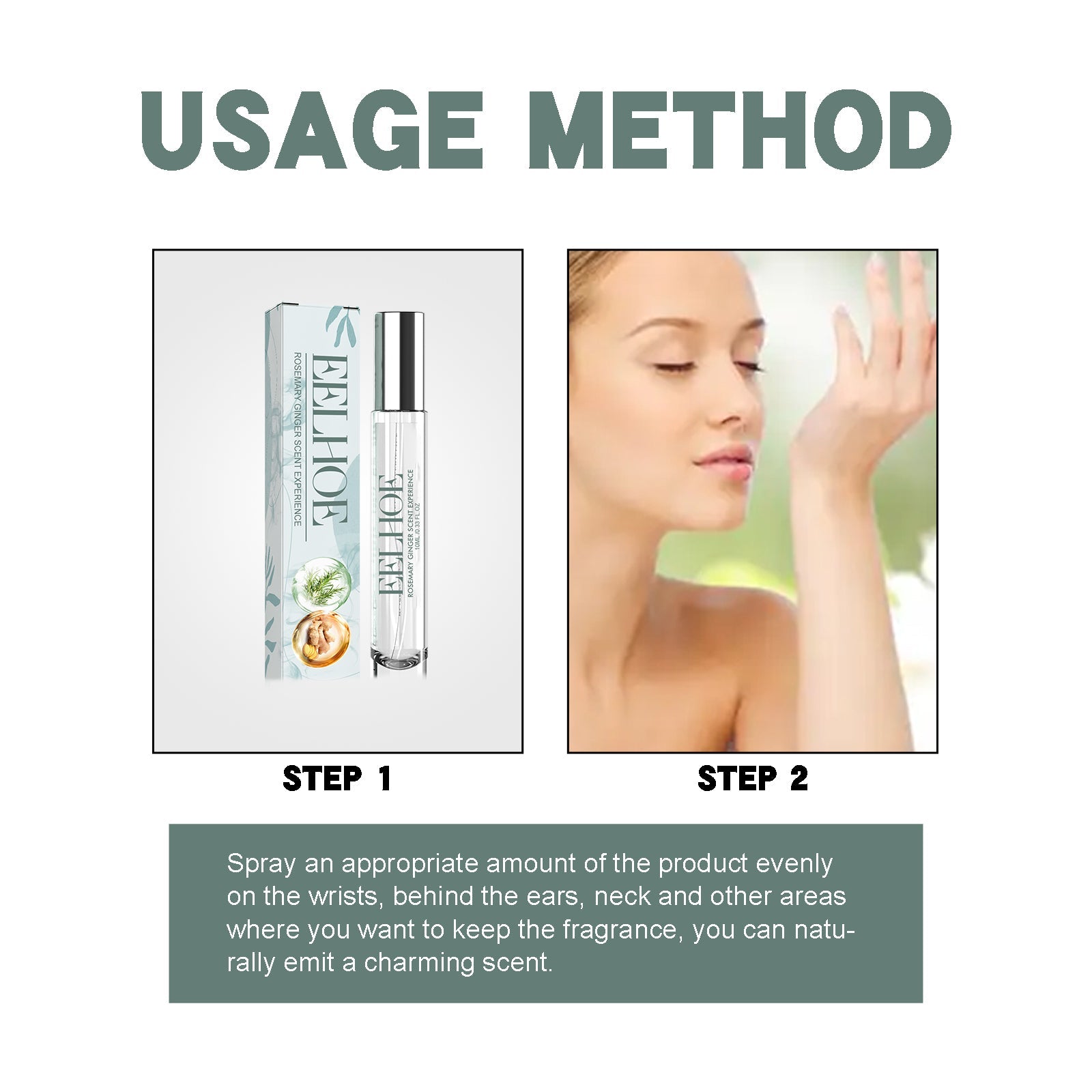 Rosemary Ginger Scent Experience Perfume, Natural Fragrance Behind The Ear And Wrist For Women