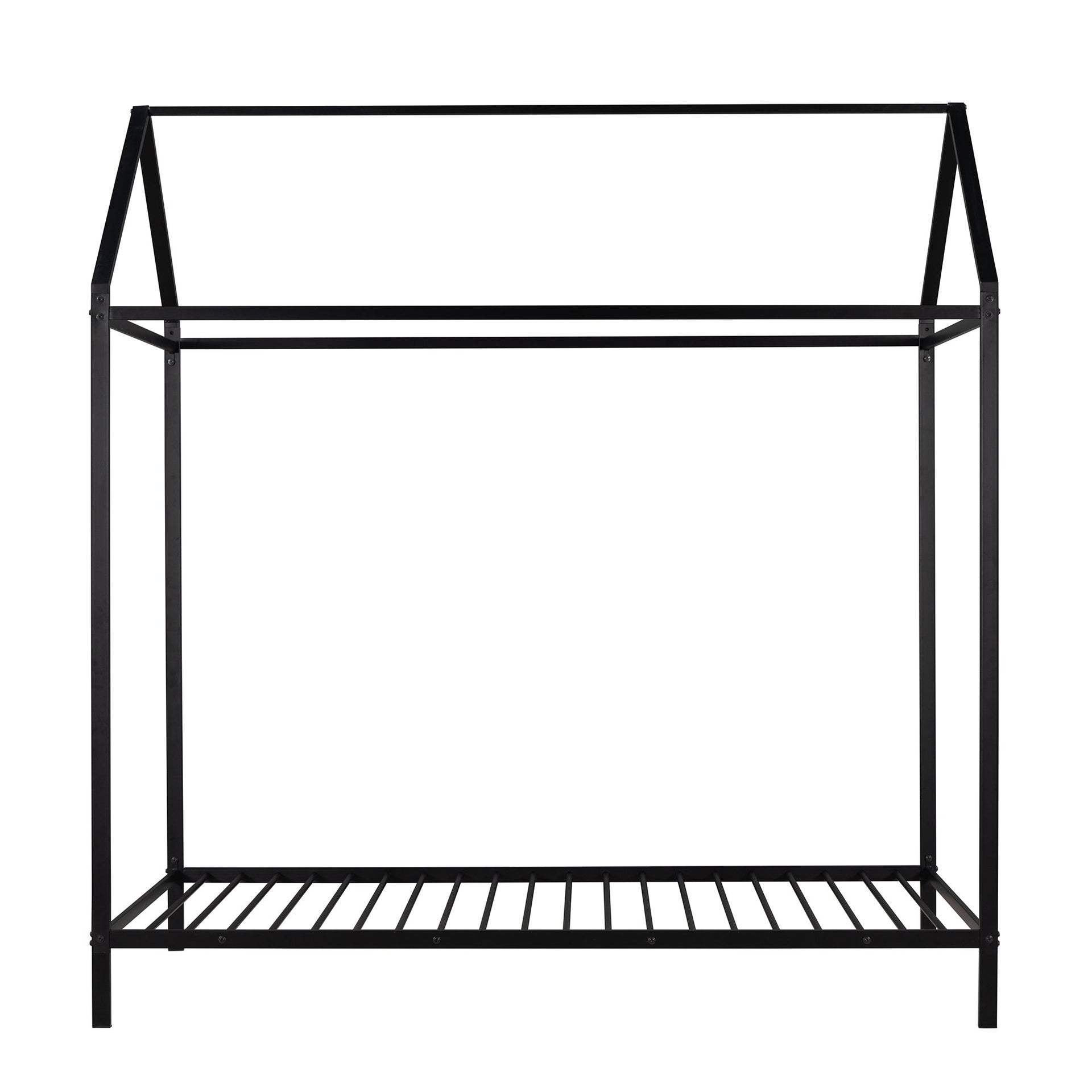 House Bed Frame Twin Size Kids Bed Frame Metal Platform Bed Floor Bed for Kids Boys Girls No Box Spring Needed Black