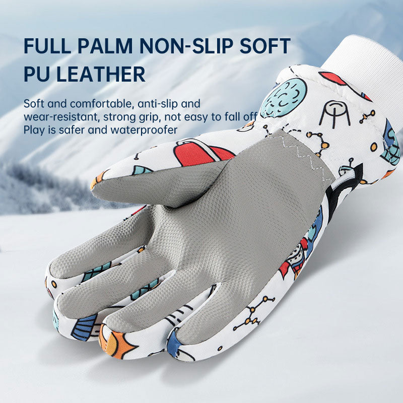 Winter children skiing gloves cycling waterproof windproof cashmere thick warm gloves children