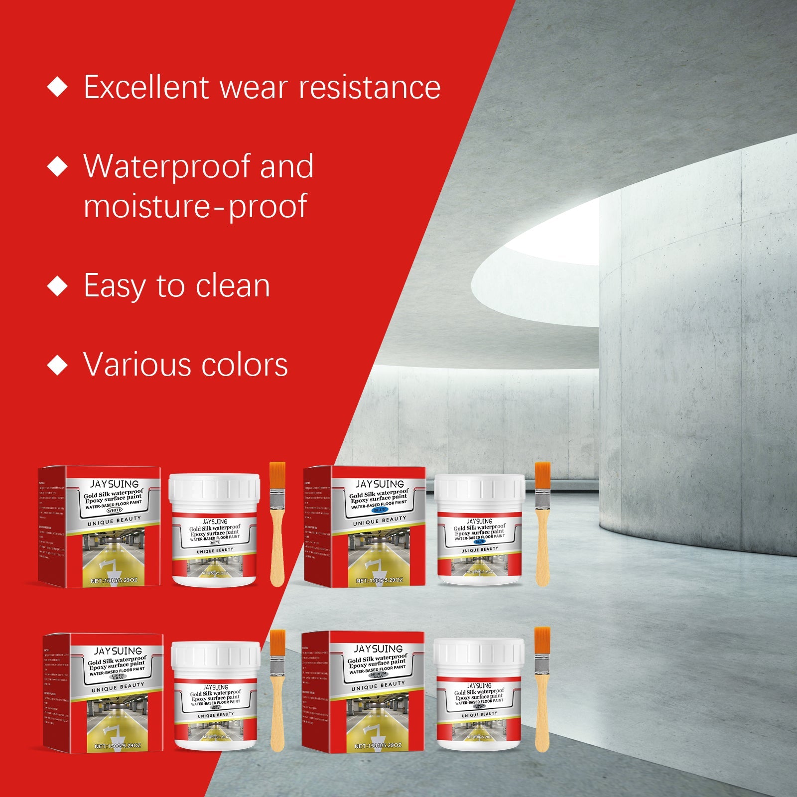 Waterproof Epoxy Floor Paint Household Wall Floor Waterproof Anti-Crack Cover Stains Renovation Paste