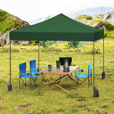 9.5 x 9.5 Feet Pop up Canopy Tent with Adjustable Heights-Green