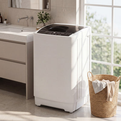 9.93 lbs Full Automatic Washing Machine with 8 Preset Programs-White