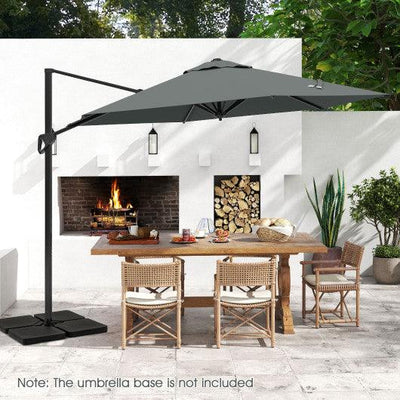 9 FT Cantilever Patio Umbrella with Vented Top and Sun-Protective Canopy-Gray