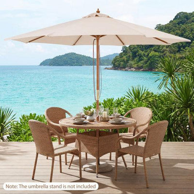 9 FT Patio Umbrella Outdoor Table Market Umbrella with 8 Sturdy Bamboo Ribs-Beige
